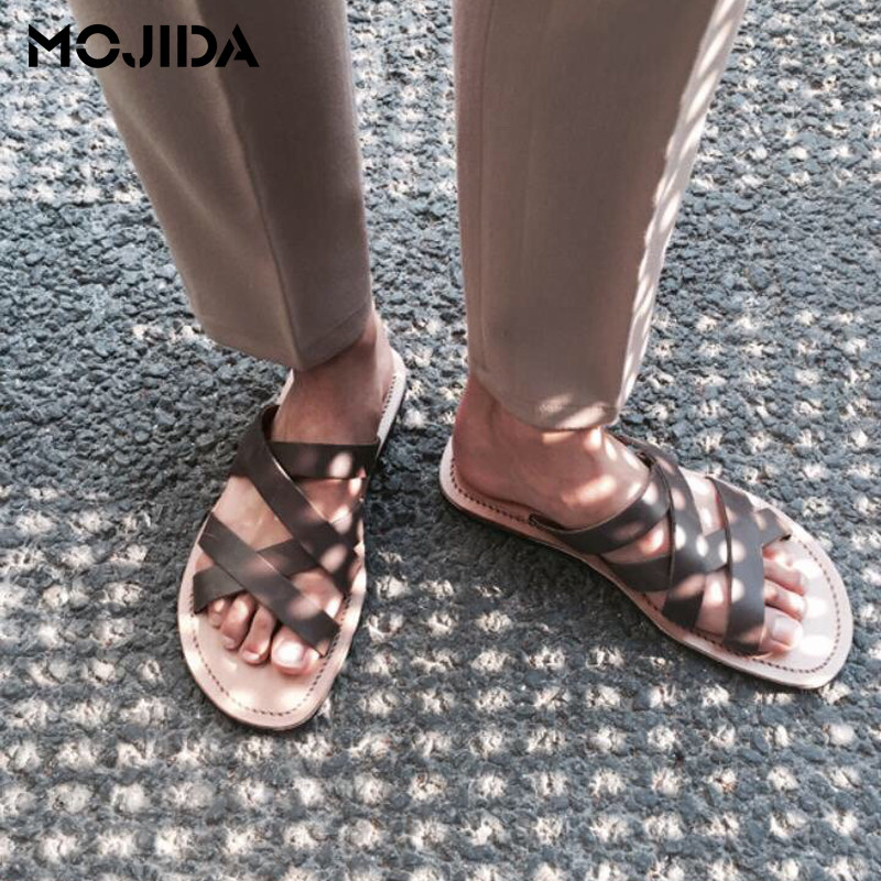 夏季新款韩国代购男鞋牛皮拖鞋男士韩版休闲套脚真皮凉鞋-SHE041