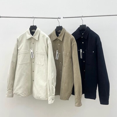 韩国代购SLOWER高档冬灯芯绒铆钉口袋重工按扣宽松衬衫外套JK4599