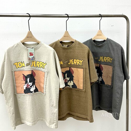 韩国代购男女gogo家卡通贴布设计师高品重工夏小众短袖T恤bTS5502