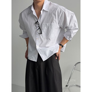 廓形衬衫 短款 利落结构感气质小众设计上衣春夏SH2477 男装 韩国代购