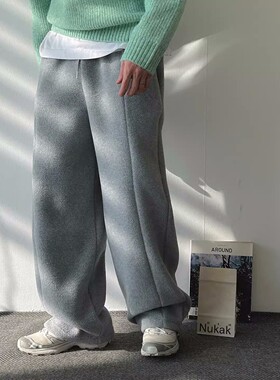 韩国代购男装Woogie重工摇粒绒可束脚拼接线高品秋冬休闲裤PT3986