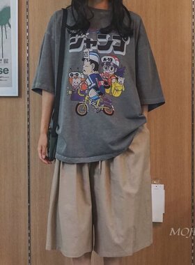 韩国代购男女款可爱减龄日系卡通漫画风宽松休闲短袖T恤衫bTS5744