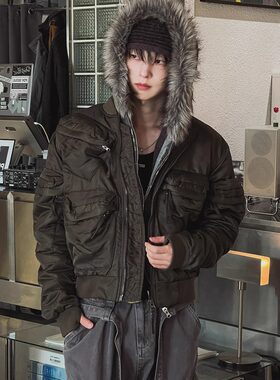 韩国代购男装东大门夹克外套短款工装立体口袋重工MA-1棉衣JK4645