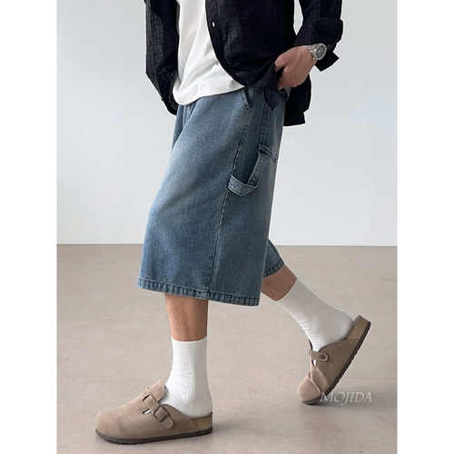 韩国东大门男装代购小众中裤休闲裤牛仔工装百慕大短裤男女PT4197