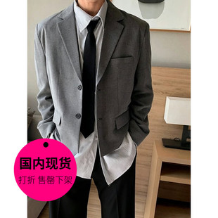 【特价现货】韩国东大门男装设计师短款宽松休闲西服外套男JK4302