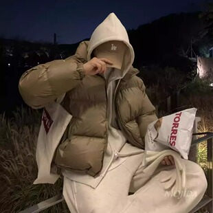 韩国男装代购cropped蓬松高领潮流短款棉服外套面包服夹克-JK4826