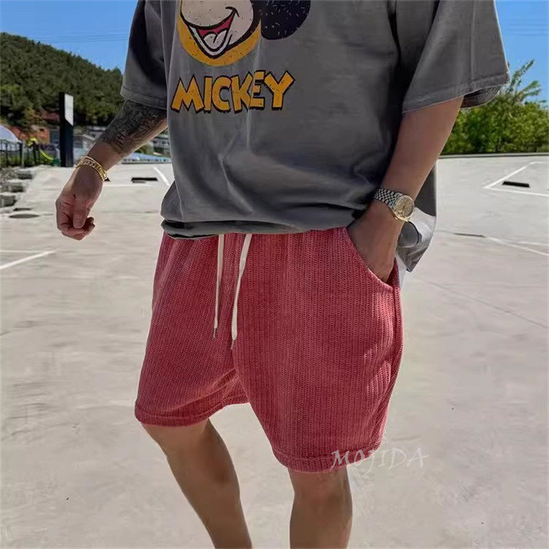 魔吉达韩国男装休闲短裤糖果色入抽绳潮搭沙滩裤直筒简约夏PT3228