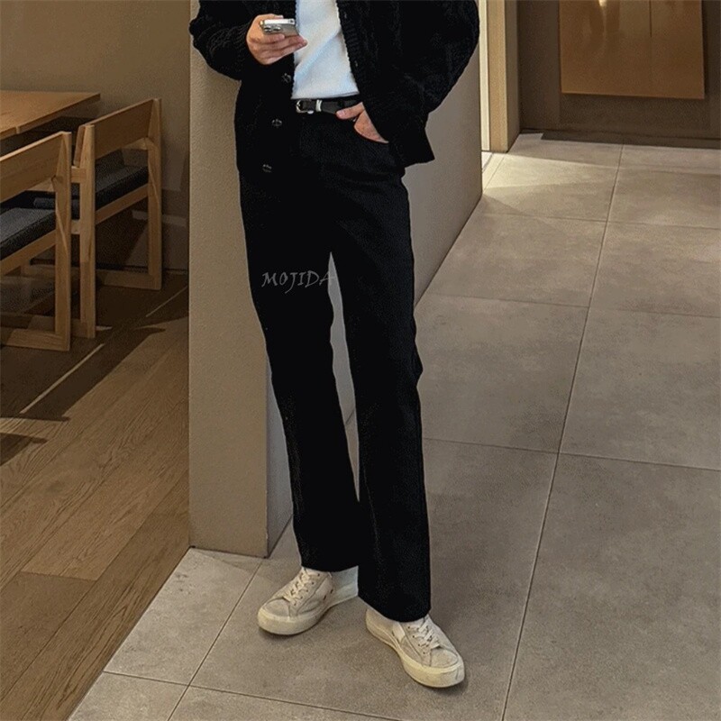 魔吉达韩国男装品牌面料经典水洗色显腿长阔腿直筒牛仔裤男PT2924