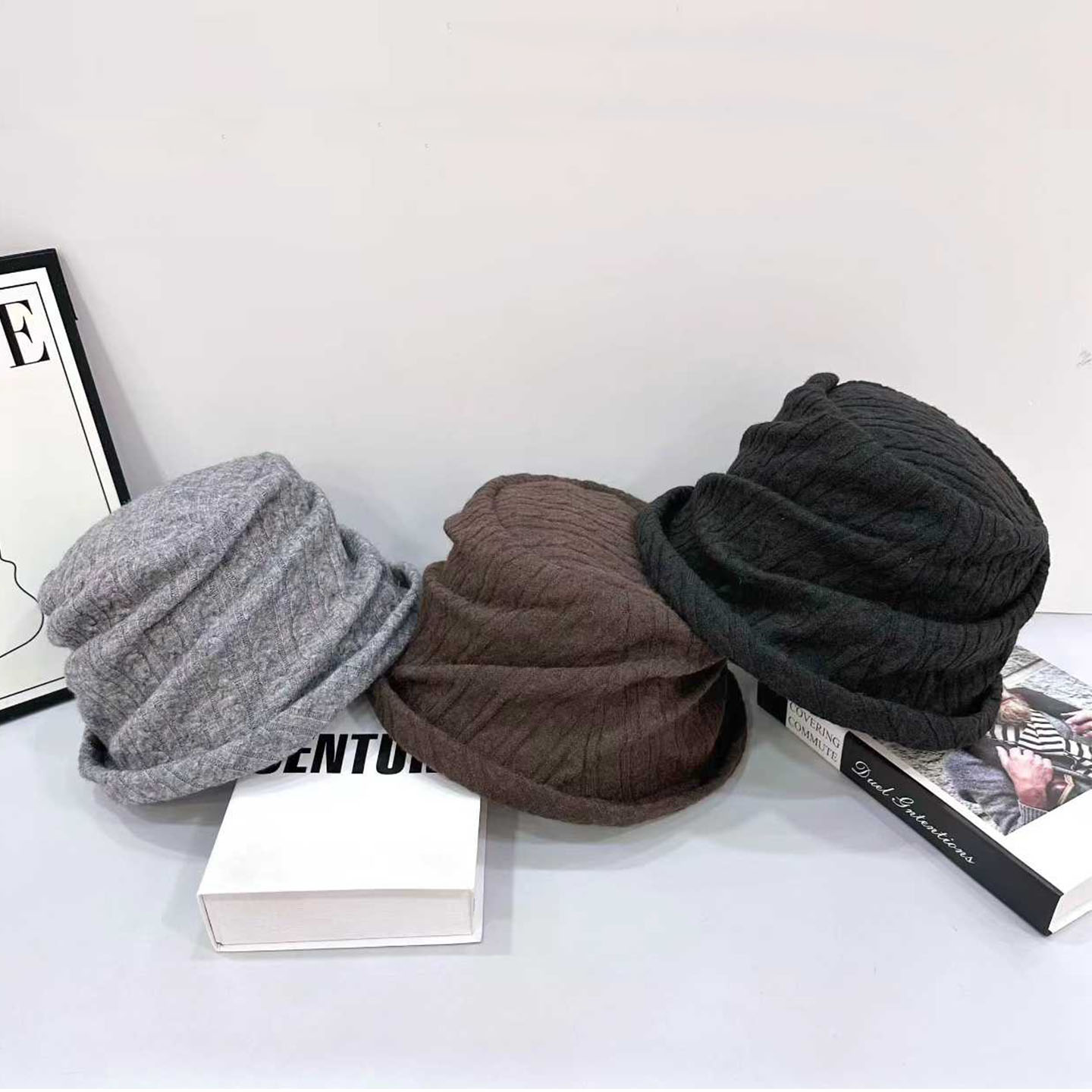 秋冬保暖护耳显脸小针织渔夫帽女