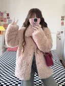羊羔毛外套女秋冬皮草外套女毛绒绒宽松高级感年轻毛毛仿皮草上衣