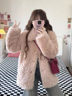 羊羔毛外套女秋冬皮草外套女毛绒绒宽松高级感年轻毛毛仿皮草上衣