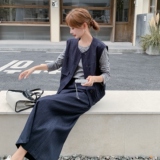 休闲工装马甲T恤半身裙套装女春秋2025新款盐甜系穿搭减龄三件套，女装套装/套裙，2D073