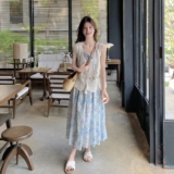 甜美罩衫叠穿碎花吊带连衣裙女夏2025新款温柔风减龄爆款长裙，女装连衣裙，2D073
