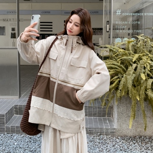 设计感拼接连帽外套女2025秋季新款韩版学院风甜酷气质百搭夹克图片