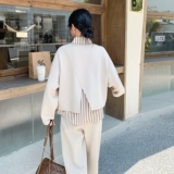 松弛风通勤风裤子长袖春秋外穿阔腿裤休闲风时尚套装气质直筒百搭，女装套装/套裙，2D073
