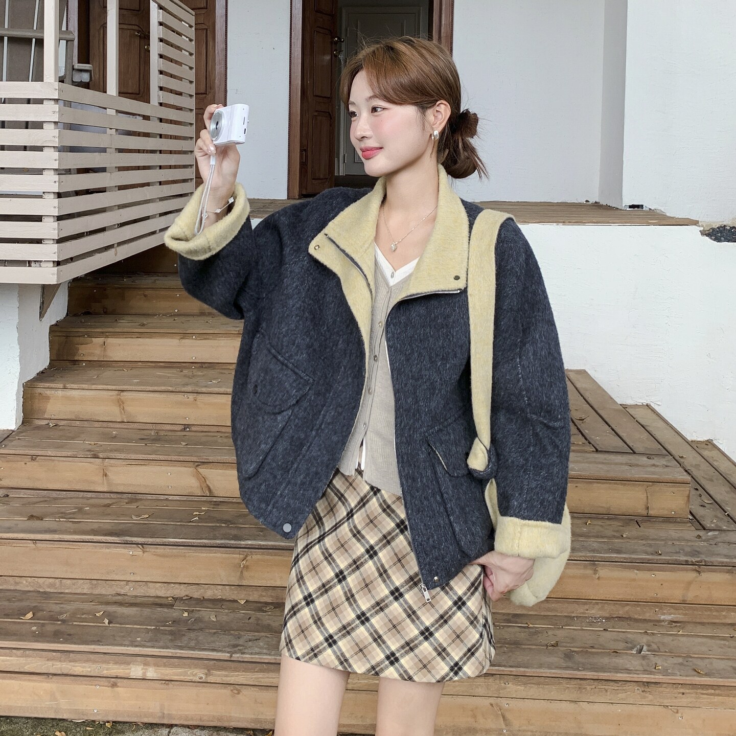 小个子双面羊绒大衣女2025秋冬新款韩系高级感百搭羊毛大衣短外套图片