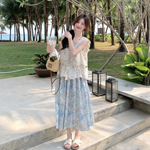 甜美罩衫叠穿碎花吊带连衣裙女夏2025新款温柔风减龄爆款长裙图片