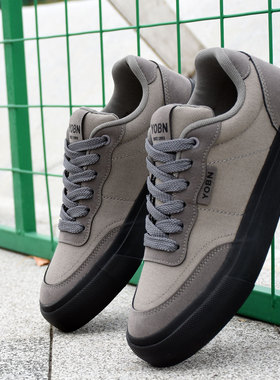 2026新款灰色低帮帆布鞋男士休闲布鞋经典布板鞋潮流百搭耐磨鞋子