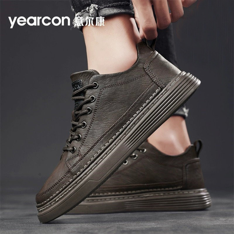 意尔康板鞋男鞋2026新款秋冬季加绒棉鞋百搭高端男士商务休闲皮鞋