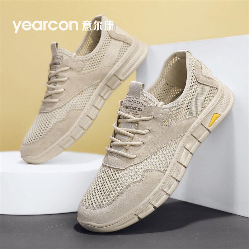 意尔康男鞋夏季透气薄款2026新款男士爸爸鞋镂空防臭休闲网面鞋子