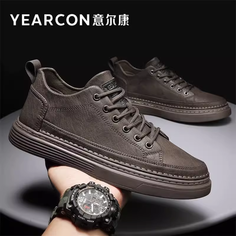 意尔康板鞋男鞋秋冬季爆款百搭新郎结婚鞋子男士商务黑色休闲皮鞋
