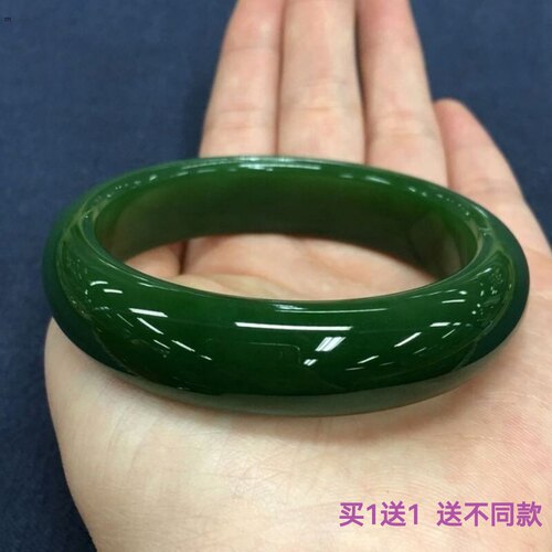 菠菜绿手镯仿玉碧绿手镯贵气送妈妈老婆加粗款