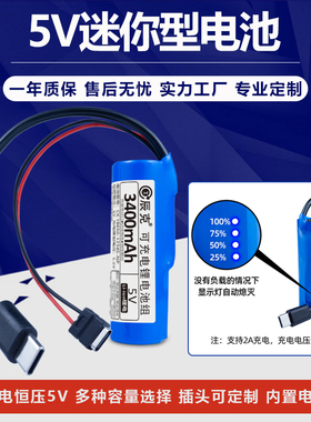 小型5v可充电锂电池typec单片机模块小功率灯带户外电源led灯wifi