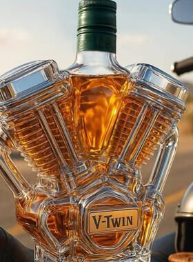 独立站新品V-Twin Whiskey Bottle工艺酒瓶发动机酒瓶威士忌瓶