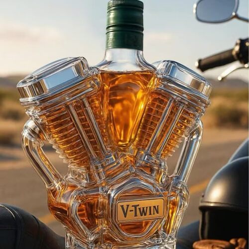 独立站新品V-Twin Whiskey Bottle工艺酒瓶发动机酒瓶威士忌瓶