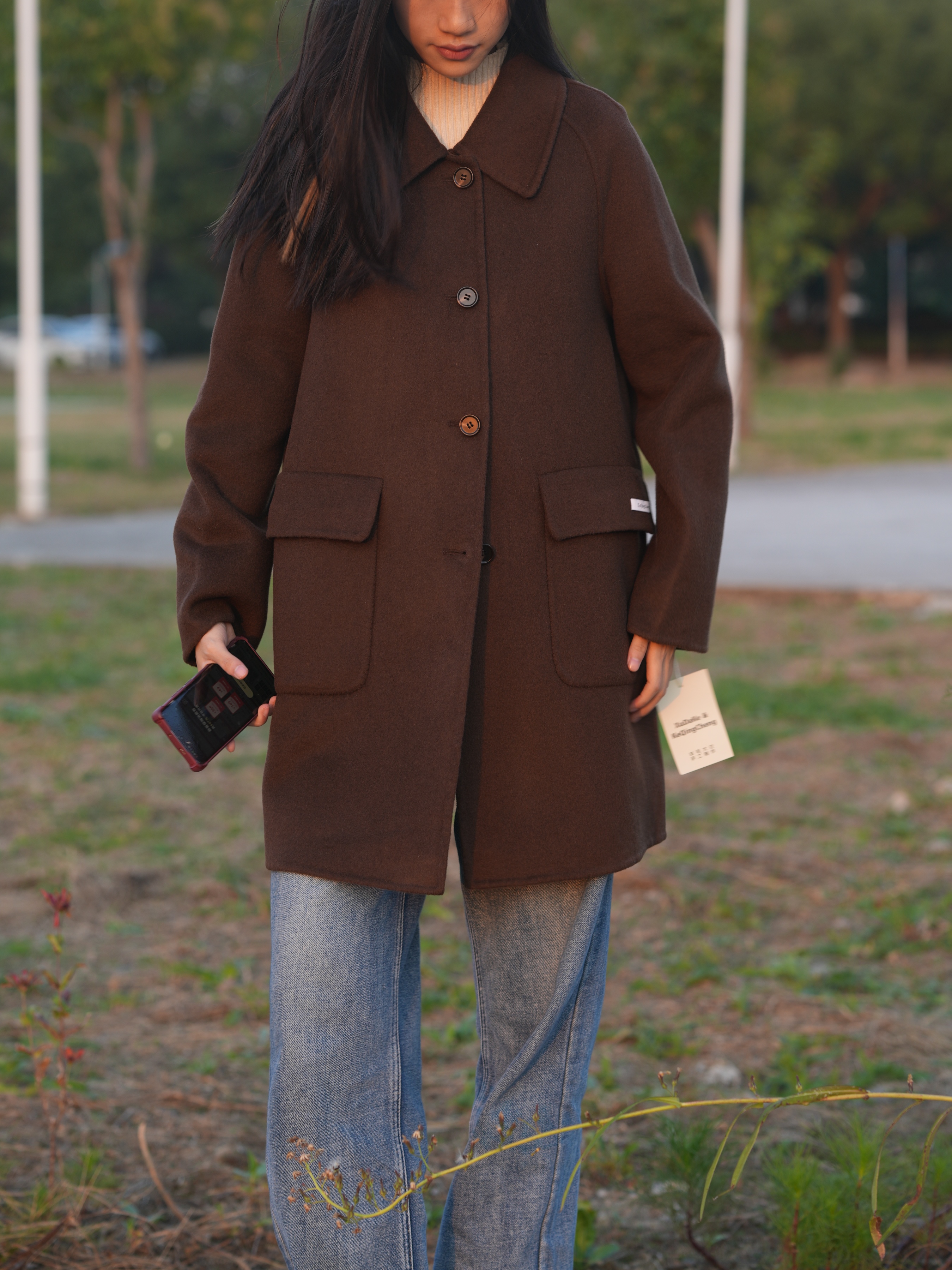 高端双面羊毛大衣女2022年秋冬韩版宽松赫本风小个子毛呢外套