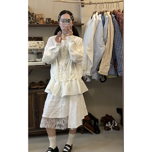 2026春季宽松显瘦百搭中间荷叶边长袖衬衫女设计感小众