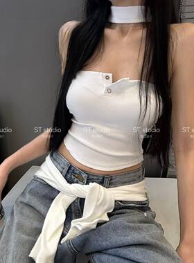 一字肩修身显瘦辣妹抹胸自带胸垫背心上衣女2026春节新款韩版