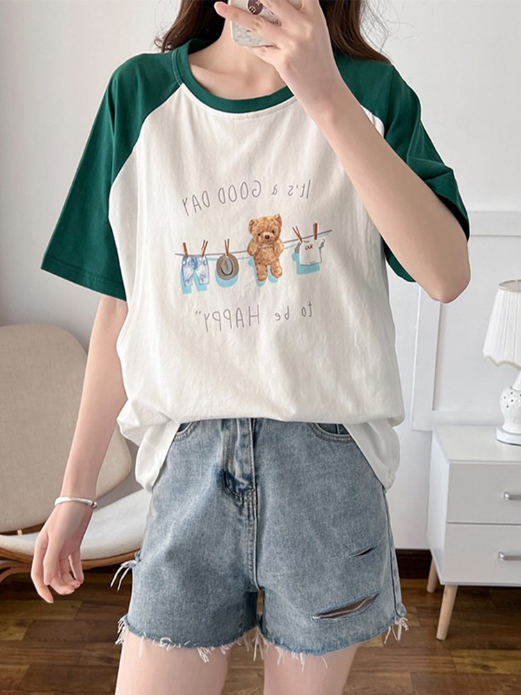 여름수유복 산모하의 상의 봄여름반팔티셔츠 순면 수유복 산후나들이 수유복 얇은