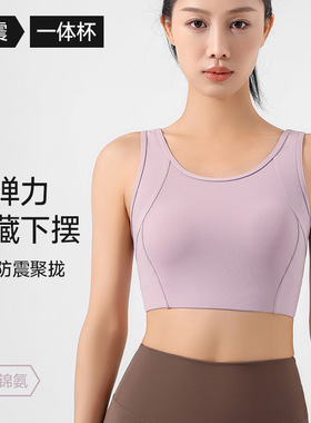 VIIalo运动内衣高强度一体式固定瑜伽服文胸聚拢收副乳跑步健身