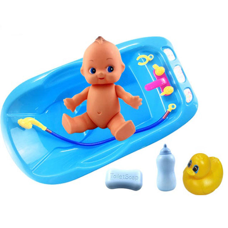 儿童过家家玩具仿真加大号双浴盆娃娃公仔游泳洗澡戏水玩具 包邮