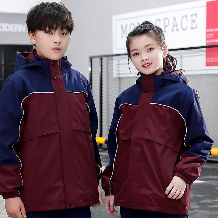 高中校服冲锋衣童装加绒两件套三合一户外运动儿童中小学生团体服