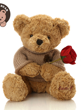 柏文熊正版泰迪熊毛绒玩具公仔毛衣熊抱枕熊猫娃娃玩偶生日礼物女