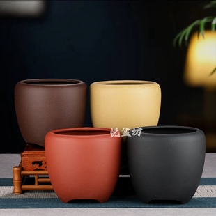 精品紫砂花盆小多肉盆蝴蝶兰花盆圆形透气君子兰盆景盆菖蒲云竹盆