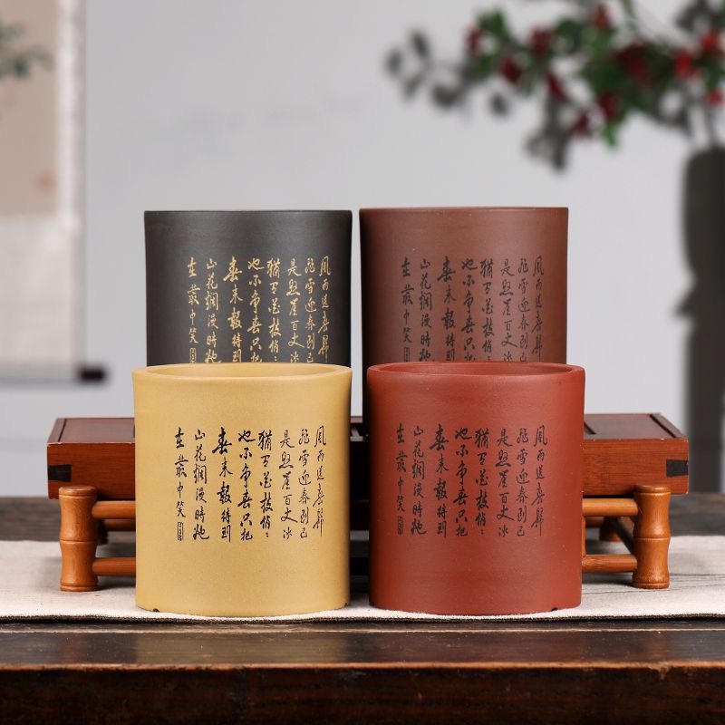 精品多肉花盆陶瓷紫砂盆景盆小兰花云竹菖蒲盆圆笔筒盆桌面古典款