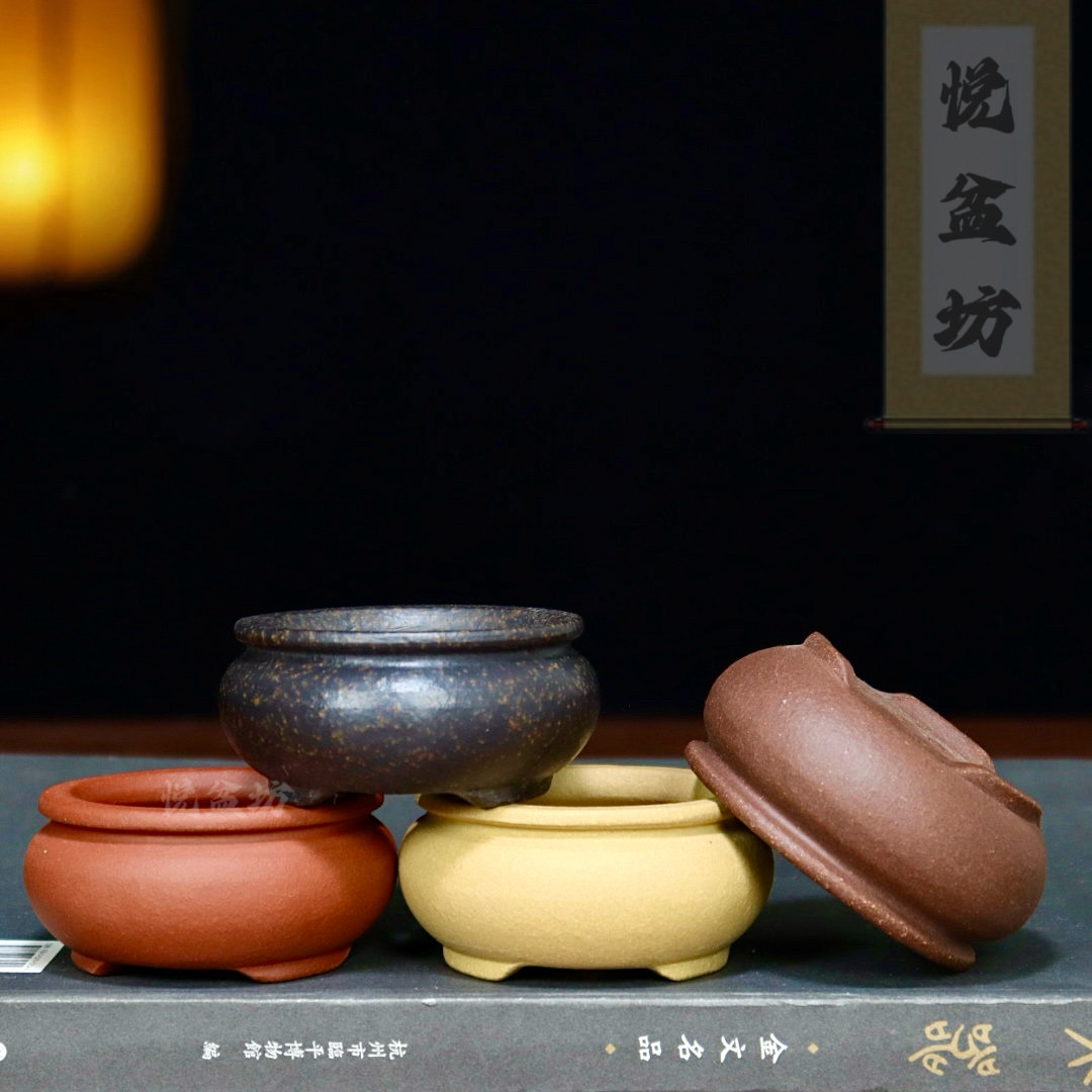 特价清仓紫砂花盆圆形小号多肉菖蒲盆景盆微型迷你绿植盆栽盆桌面