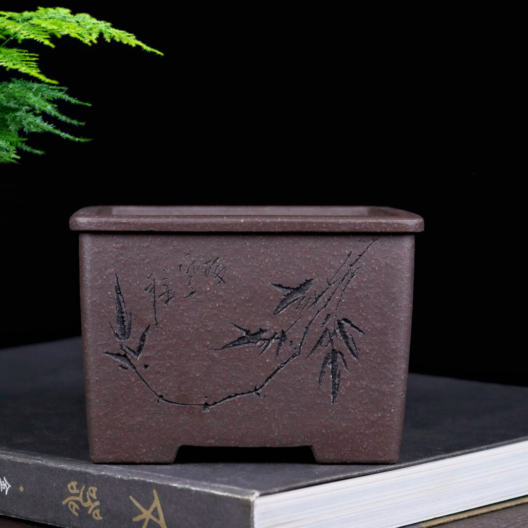 特价精品紫砂四方花盆小多肉菖蒲云竹黄杨金弹子老桩盆景花盆陶瓷