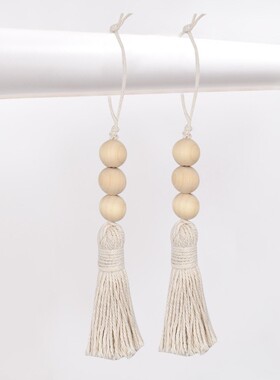 4月新款 简约欧美田园风 原木色棉线流苏串珠 创意家居装饰挂件