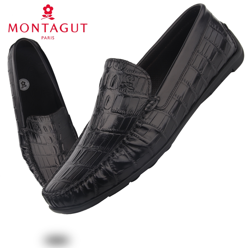 梦特娇男鞋休闲皮鞋男软皮轻便懒人鞋驾车豆豆鞋夏季透气乐福鞋