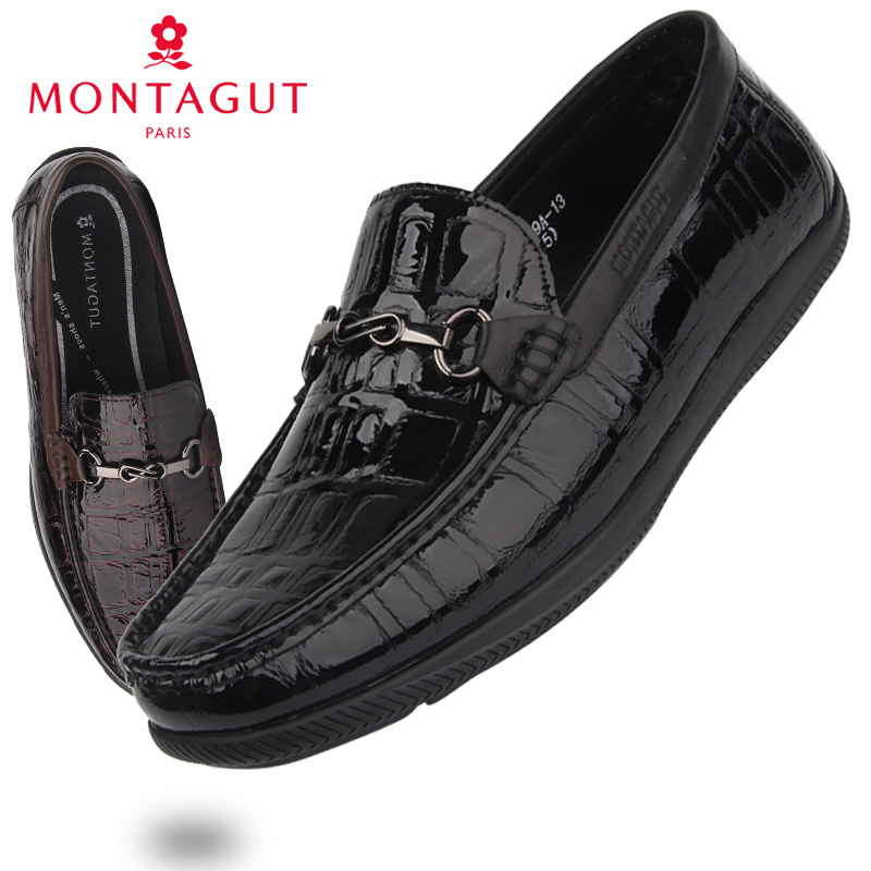 梦特娇休闲风减震漆皮亮面豆豆鞋