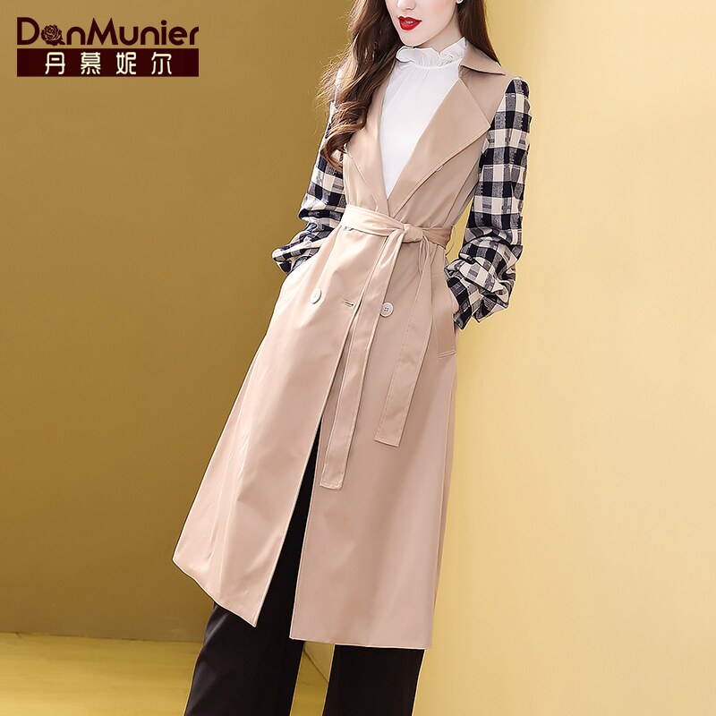 丹慕妮尔收腰显瘦风衣女中长款秋装2023年新款英伦风过膝拼接外套