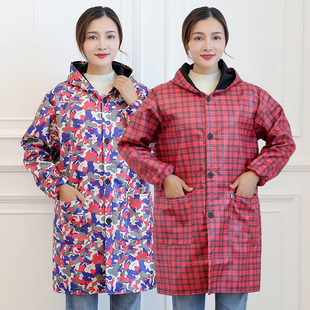 韩版 加绒羽绒服罩衣成人女士冬季 防油工作服加厚时尚 厨房长袖 围裙