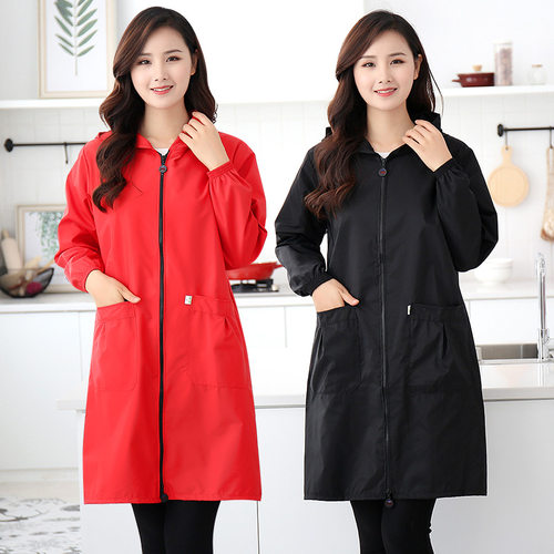 春秋时尚风防水防油长袖围裙护衣