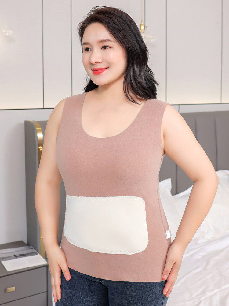 초대형 패치 독일 벨벳 열 조끼 비만 여성 플러스 지방 플러스 플러스 벨벳 두꺼운 난방 원활한 바닥 속옷