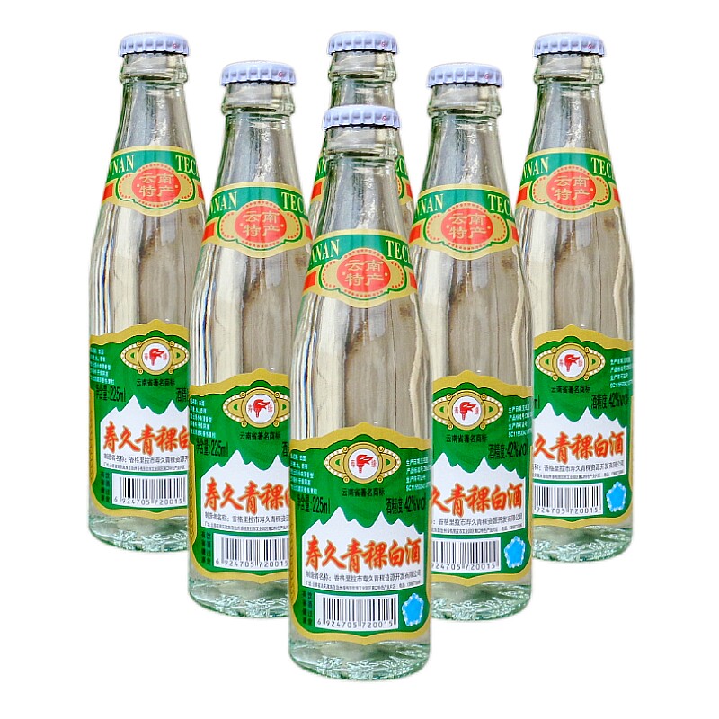寿缘寿久青稞酒225mlx6瓶装 云南特产42度小曲清香型固态纯粮白酒 - 实物图