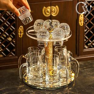 CKW 玻璃酒杯 钻面白酒杯家用高级感小酒盅一口烈酒杯子分酒器套装